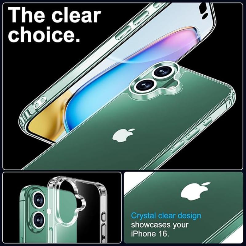 Entronix Clear Case for Apple iPhone 16 15 14 13 12 11 XR, Mini, Plus, Pro Max - Sturdy Crystal Clear Bumper Cover, Protective Smartphone Accessories