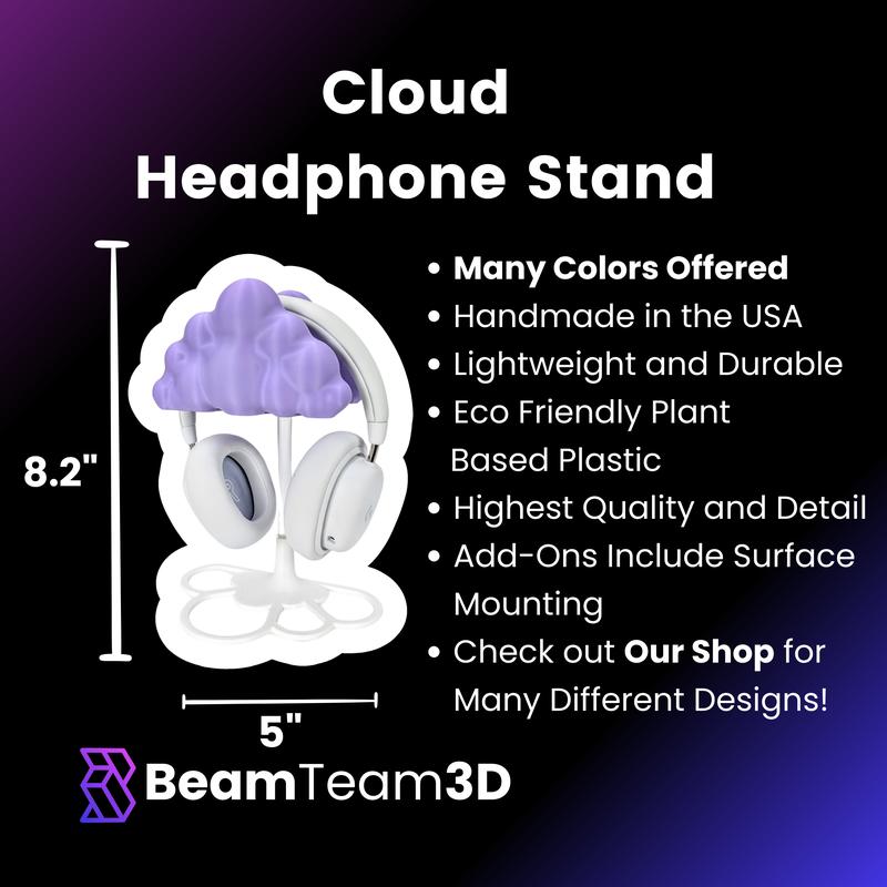 BeamTeam3D Cloud Headphone Stand - Office Desk Organizer