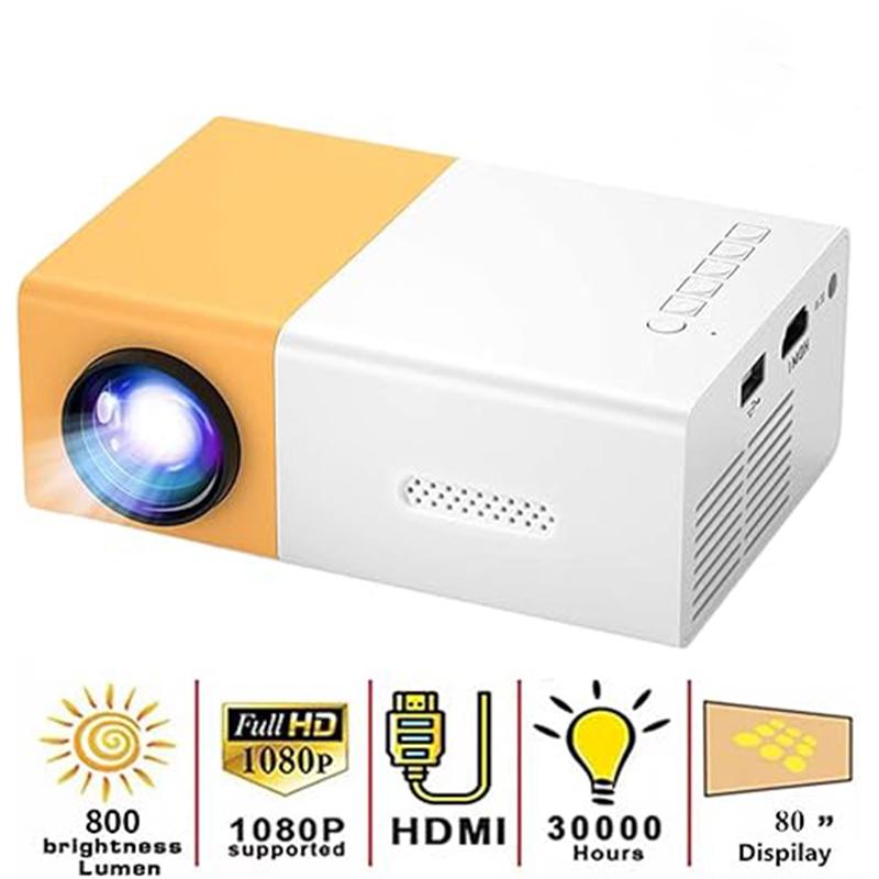 Mini Projector, 3000ANSI Lumens Basic Model, Native 240P Supports Decoding 1080P Video Playback, Compatible With HD, USB, Laptop Computers