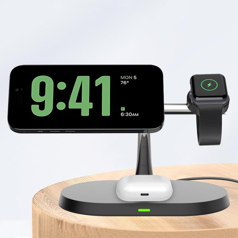 3 in 1 15W Magnetic Wireless Charger, Multifunctional Fast Charging Station, Wireless Charging Stand for iPhone 16 15 14 13 12 Apple Watch & AirPods Pro