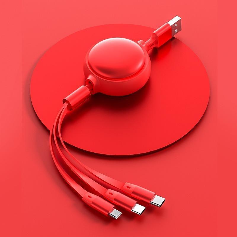 Retractable Fast Charger Cable With Lightning Type C Micro USB Port, Multi-purpose Phone Charging Cable, Phone Accessories