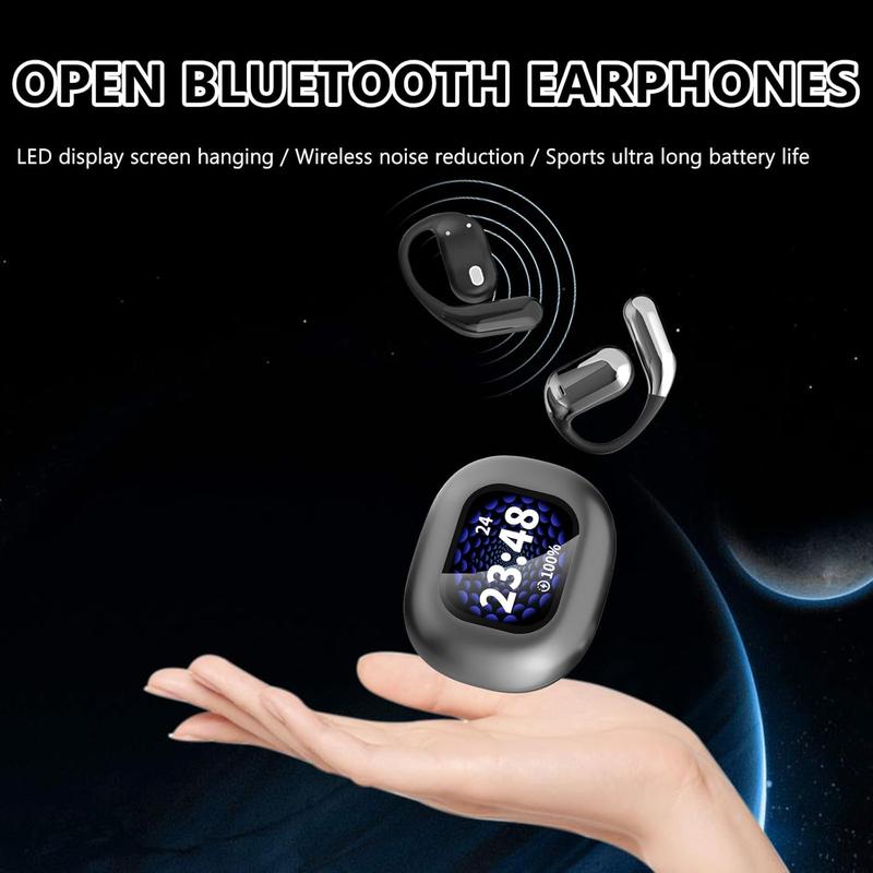 Erazer Intelligent Over The Ear Earbuds Xp2, Erazes True Wireless Open Ear Earbuds Bluetooth 5.4, Erazes Xp2 Earbuds, Touch Screen Display, IPX5 Waterproof Over The Ear Earbuds (Black) waterprooof ows design earbuds Audio Headphone christmas 2024 ornament