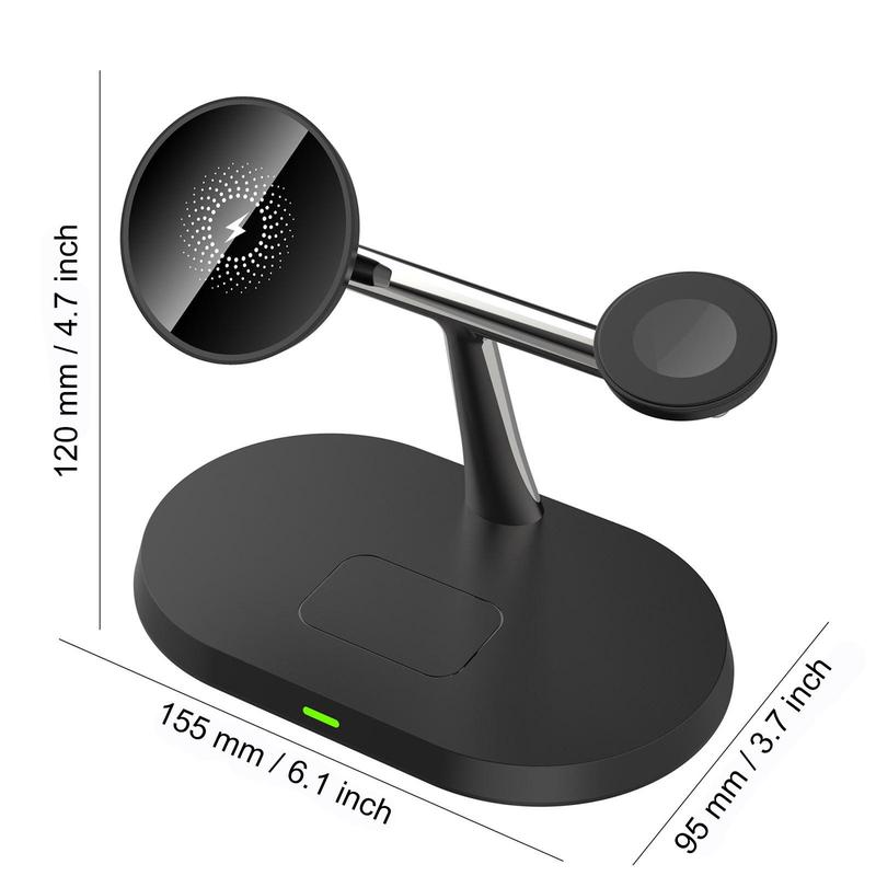 3 in 1 15W Magnetic Wireless Charger, Multifunctional Fast Charging Station, Wireless Charging Stand for iPhone 16 15 14 13 12 Apple Watch & AirPods Pro