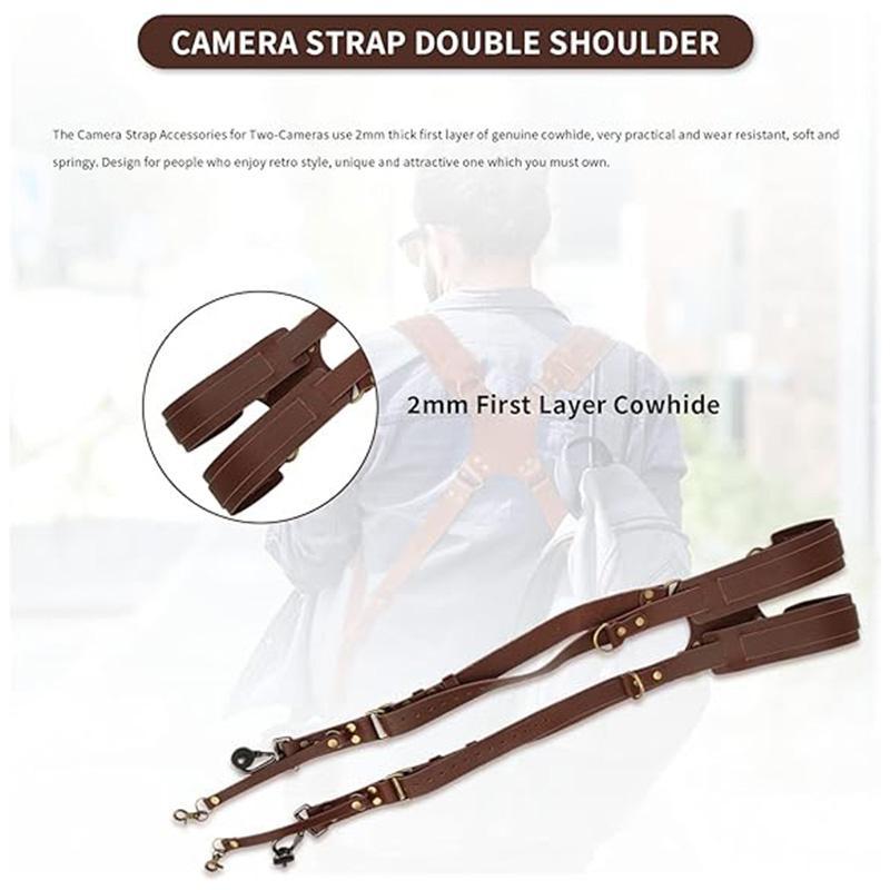 Adjustable Camera Shoulder Strap, 1 Count Cowhide Camera Double Shoulder Strap, Anti-slip Camera Strap, Camera Accessories for Canon Nikon Sony