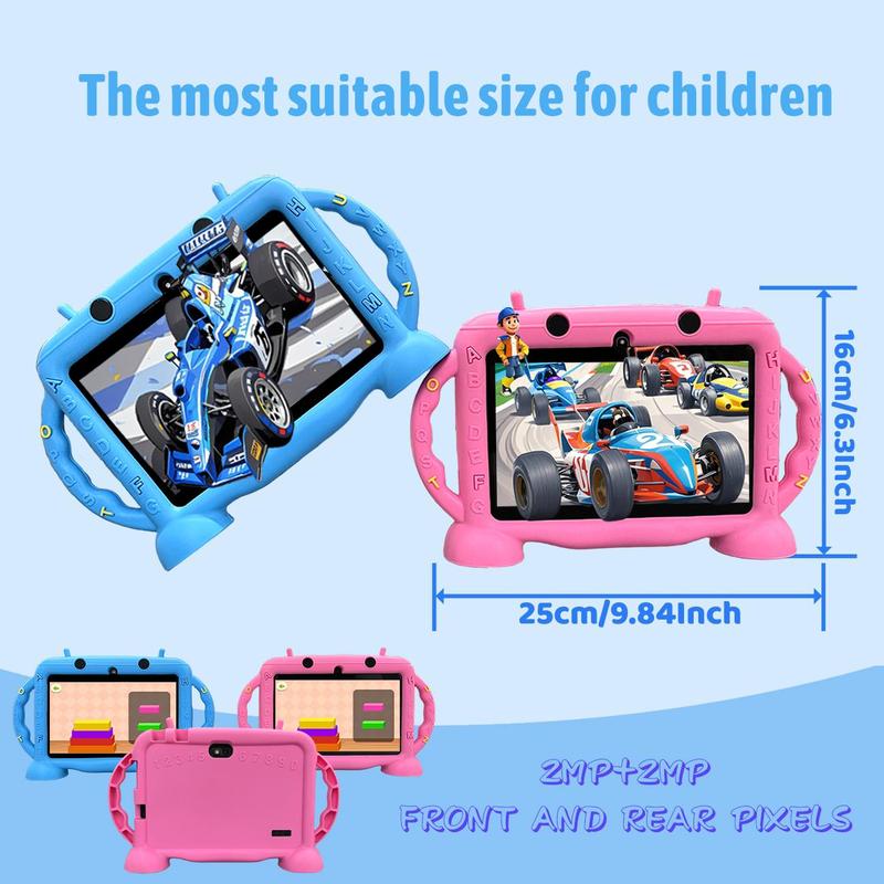 Android Tablet, Portable 7 Inch Tablet with Protective Case, Parental Control, Pre installed Applications & Free Games, Educational Tablet with WiFi, Bluetooth-compatible