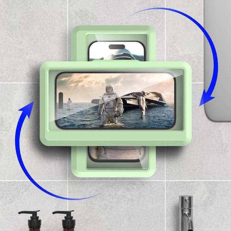 360-Degree Rotatable Smartphone Stand, Waterproof Shower Cellphone Holder, Wall Mounted Phone Holder for Bathroom, Kitchen & Home, Smartphone Accessories