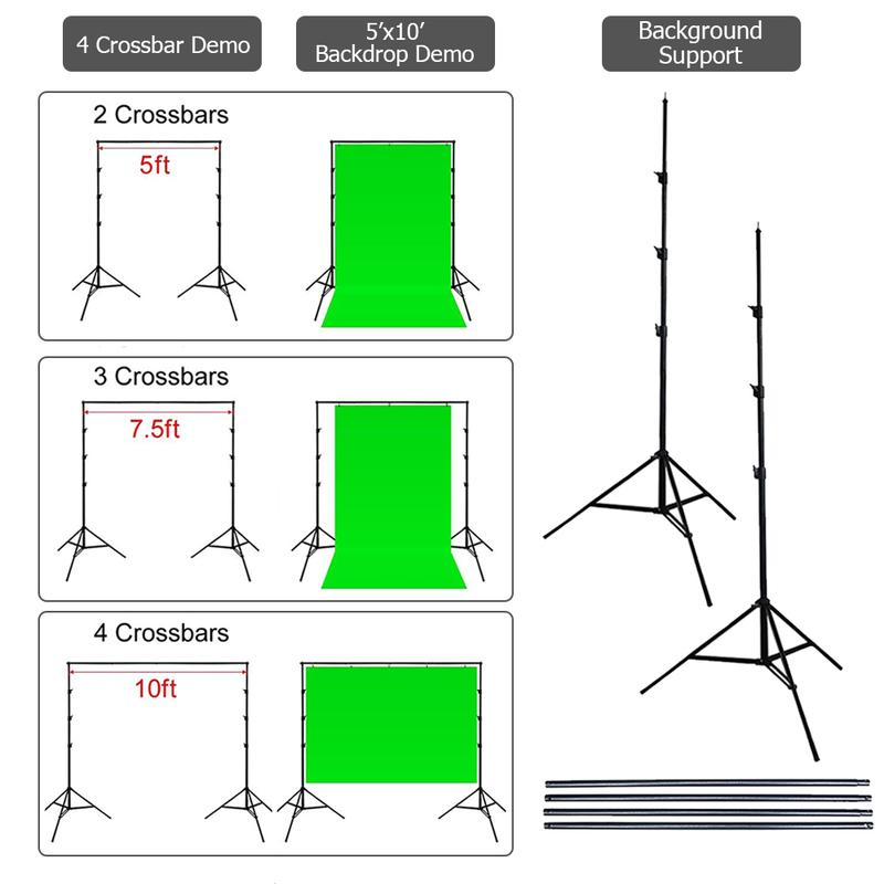 Photography Stand Kit,2*3M Backdrop Support Stand Set Black, Photography Kit for Portrait Studio Video Recording, Filming, Podcast