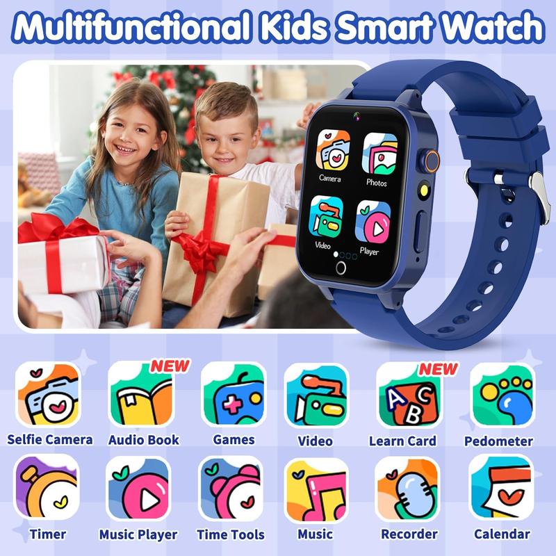 Smart Watch for Kids, Birthday Gift for Kids Age 4-12 Kids Smart Watch Boys with 26 Puzzle Games HD Camera Video Alarm Clock Audiobook Music Toys for 5 6 7 8 9 10 Year Olds Boys