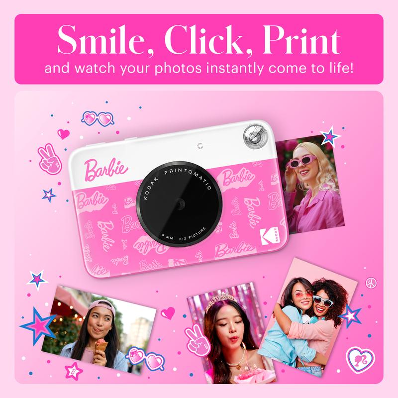 Barbie x Kodak Printomatic 2x3” Instant Print Camera, 5MP Portable Instant Camera - Signature Style camera  for Kids and Adults