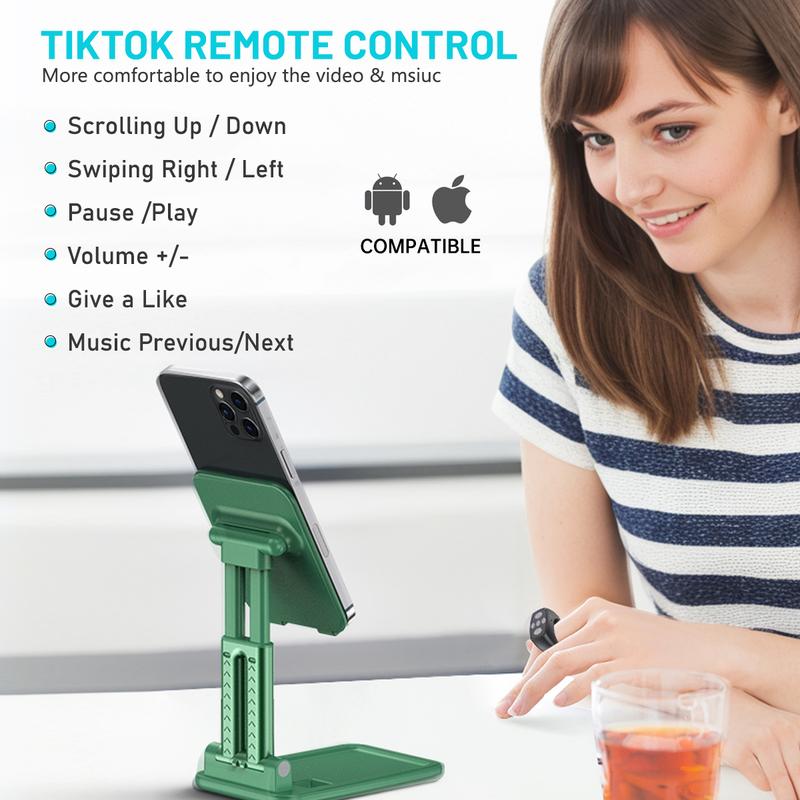 5-button Remote Control for TikTok, Page Turner,Scrolling Ring for Tik Tok, Camera Video E-book Recording Remote, iPhone, iPad, iOS, Android Cellphone