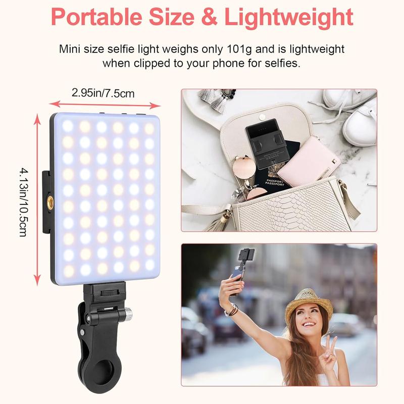 Rechargeable Clip Fill Video Conference Light, Selfie Light for Phone Android Camera iPad Laptop LED Phone Light for Makeup  Selfie Vlog