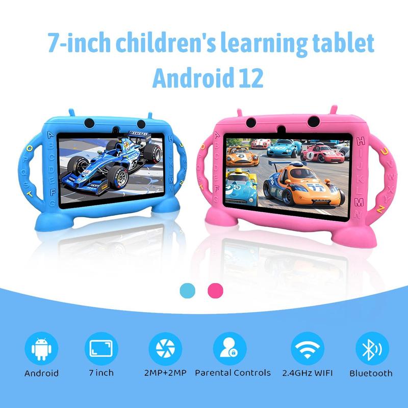 Android Tablet, Portable 7 Inch Tablet with Protective Case, Parental Control, Pre installed Applications & Free Games, Educational Tablet with WiFi, Bluetooth-compatible