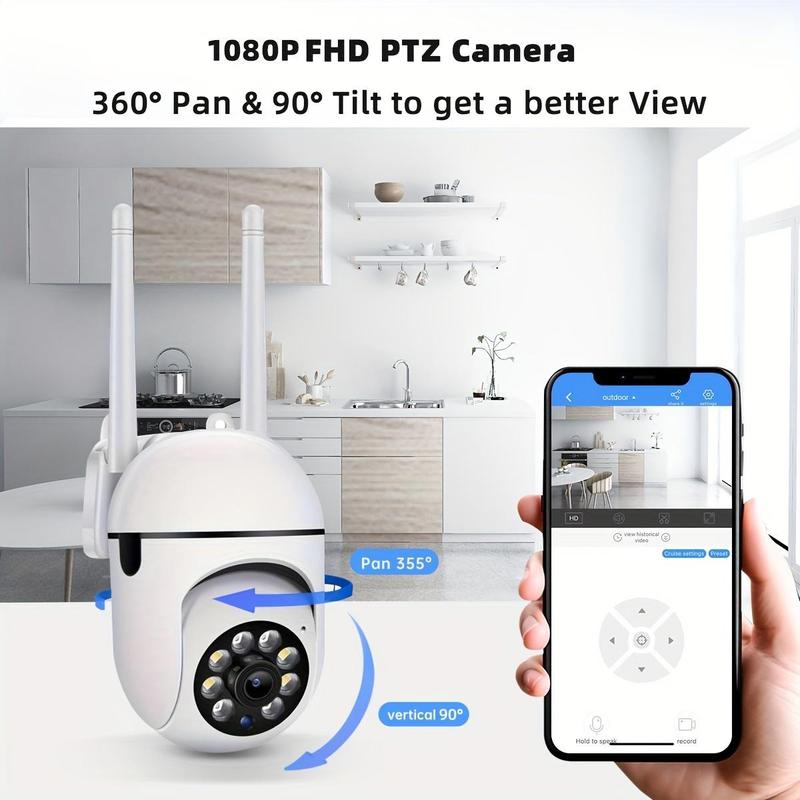 1pc Camera with Full Color Night Vision Wireless 1080p HD Indoor Outdoor Camera 2-Way Audio Wireless Security Camera Pan Tilt Zoom 2.4G Wi-Fi Smart Home Security Camera with Motion Tracking for Babies, Elderly and Pets