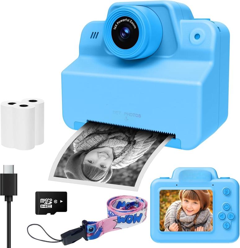 Instant Camera for ,  Instant Print Camera for  6 7 8 9 10  Girl Christmas Birthday Gifts, Portable   Digital Travel Camera  for Girls Boys  3-12 with SD Card