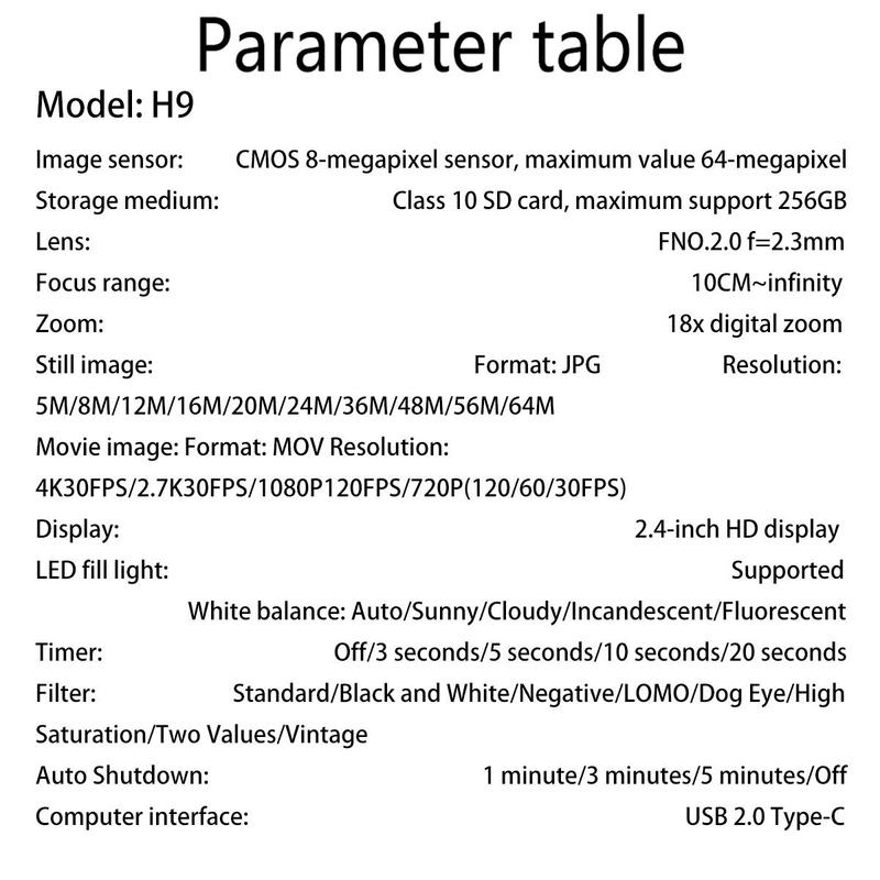 Digital Camera with 32GB SD Card, 4K 64MP 2.4 Inch Point-and-Shoot Camera with 18x Digital Zoom, Compact Camera for Kids, Teens, Adults, Elderly