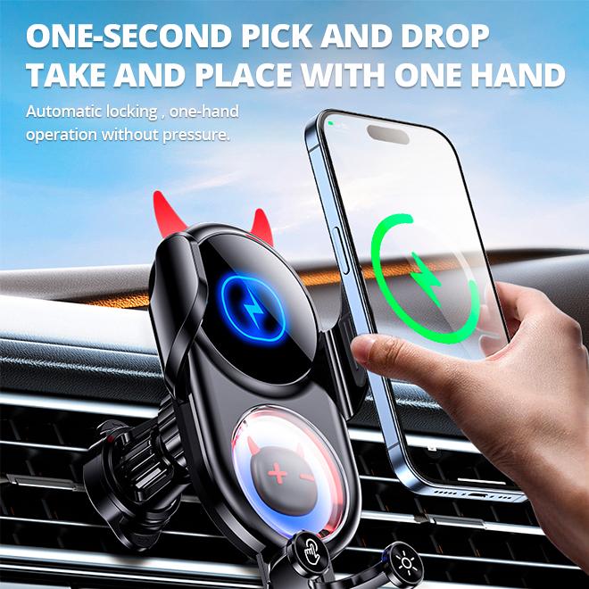 15W Fast Charging Auto-Clamping Car Phone Holder, Smart Sensor Car Wireless Charger, Air Vent Phone Holder