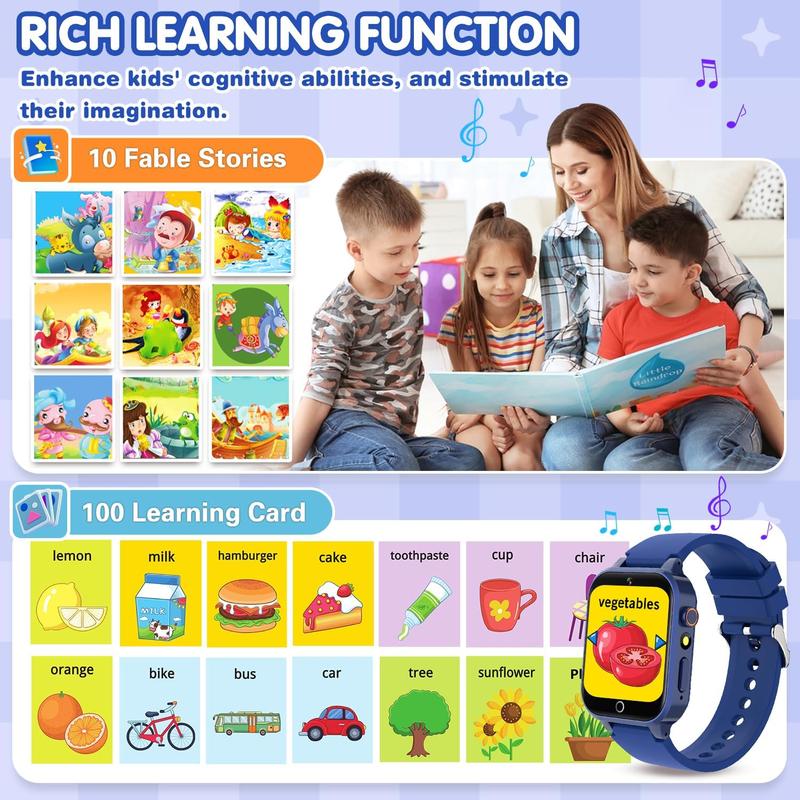 Smart Watch for Kids, Birthday Gift for Kids Age 4-12 Kids Smart Watch Boys with 26 Puzzle Games HD Camera Video Alarm Clock Audiobook Music Toys for 5 6 7 8 9 10 Year Olds Boys