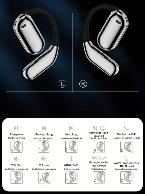 Touch Screen Earbuds,Over The Ear Earbuds,Intelligent Touch Screen Open Bluetooth Earphones,Q16Pro Touch Screen Display Earbuds,True Wireless Open Ear Earbuds Bluetooth 5.4,Noise Reduction