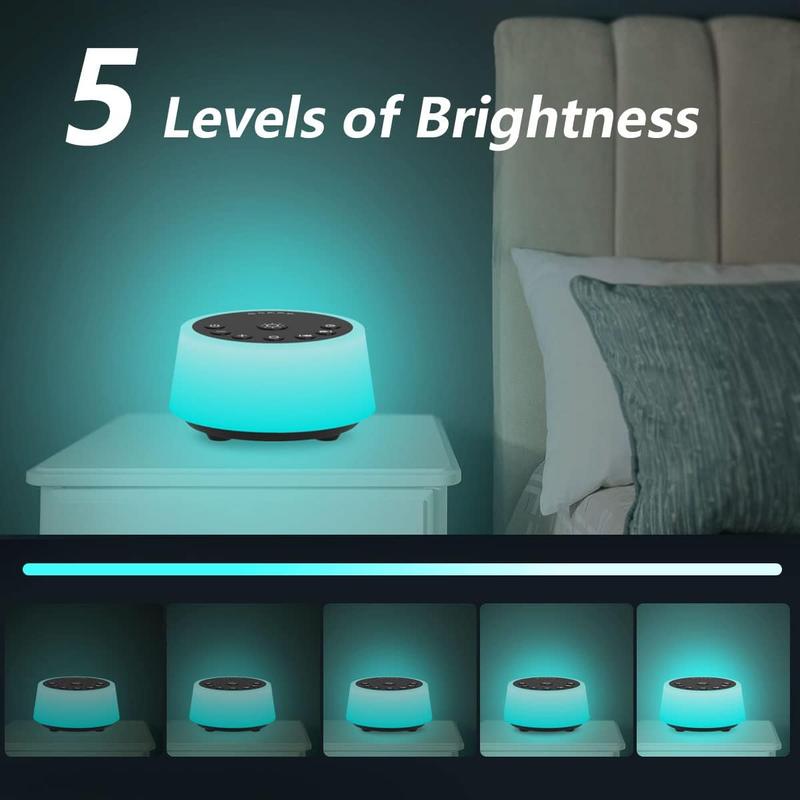 Sound Machines with 10 Colors Night Light 25 Soothing Sounds and Sleep White Noise Machine 32 Volume Levels 5 Timers Adjustable Brightness Memory Function for Adults Kids Baby