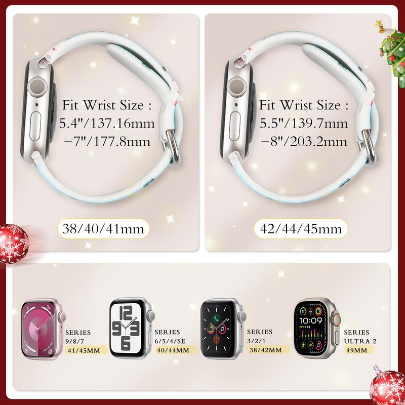 Cute Cartoon Christmas Series Watch Band (Band Only), 1 Count Adjustable Watch Band for Women & Men, Wearable Accessories Compatible with Apple Watch Series