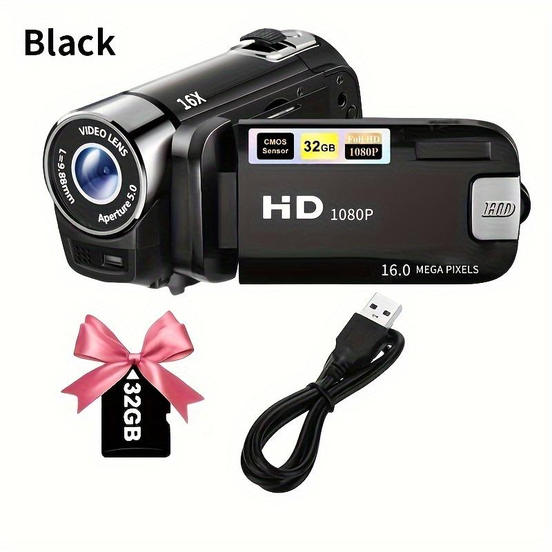 32G Camcorder Camera - Wearable Technology With 16x Digital Zoom, 1080P, 2.4-inch Screen Display, 270° Rotating LED Flip Screen, Wide Angle Lens, With 32G Card