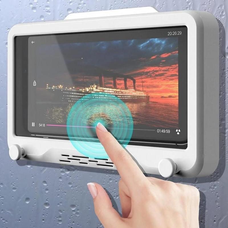 360° Rotatable Phone Holder, Waterproof Phone Holder, Wall Mounted Touch Screen Phone Holder for Kitchen Bathroom