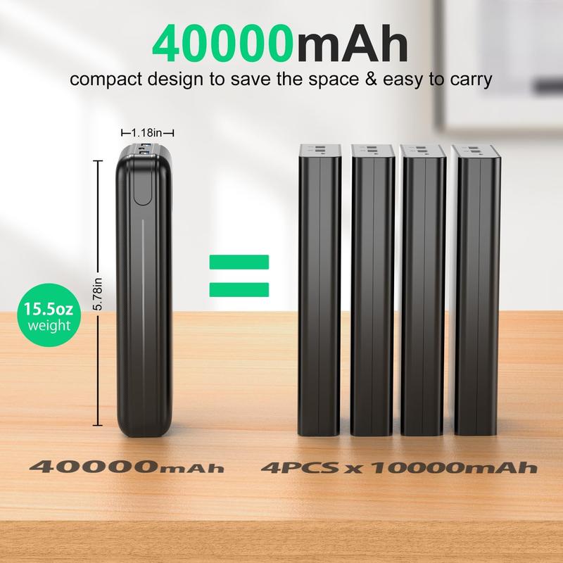 Portable Charger 40000mah Power Bank,for iPhone Series, Android Samsung Galaxy, for Travel Camping Accessories  Compact Device