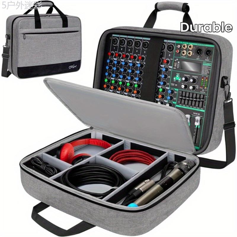 1pc Premium DJ Mixer Bag - Large-Capacity Recording Equipment Bag with 10mm Thick Padding for Cables, Podcast Gears, and Mics - Durable, Protective, and Spacious Gray Backpack for Music Enthusiasts Waterproof