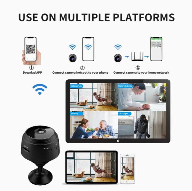 1080P high-definition intelligent camera, built-in WiFi, real-time view, synchronous recording, intelligent security wireless mini camera, powerful home and office monitoring security WiFi camera easy to install and control applications