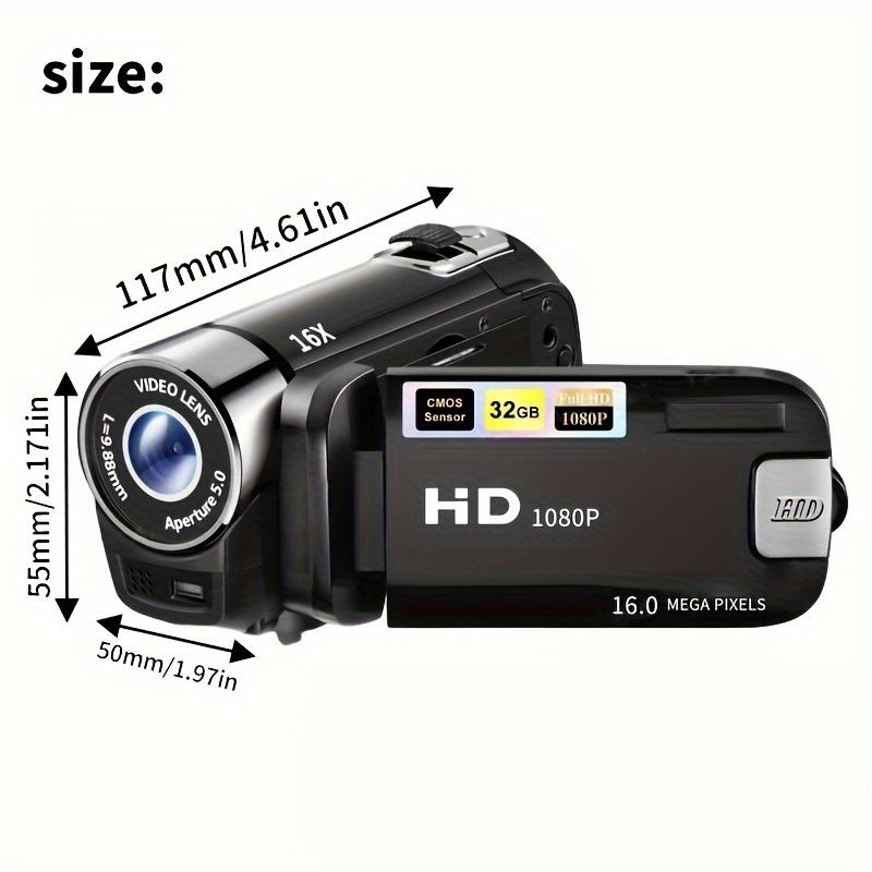 32G Camcorder Camera - Wearable Technology With 16x Digital Zoom, 1080P, 2.4-inch Screen Display, 270° Rotating LED Flip Screen, Wide Angle Lens, With 32G Card