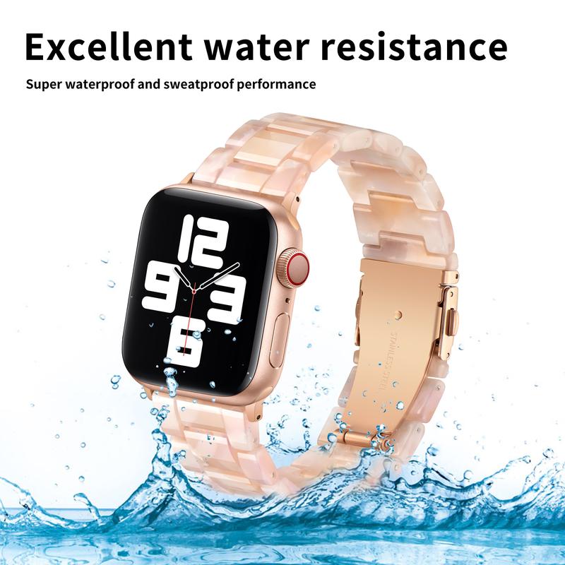 Compatible with Resin Apple Watch Band 41mm 40mm 38mm Stainless Steel Buckle Waterproof for iWatch Ultra Series 9 8 7 6 5 4 3 2 1 SE Replacement Strap for Women Men(DazzlingPurple) Accessories Wearable