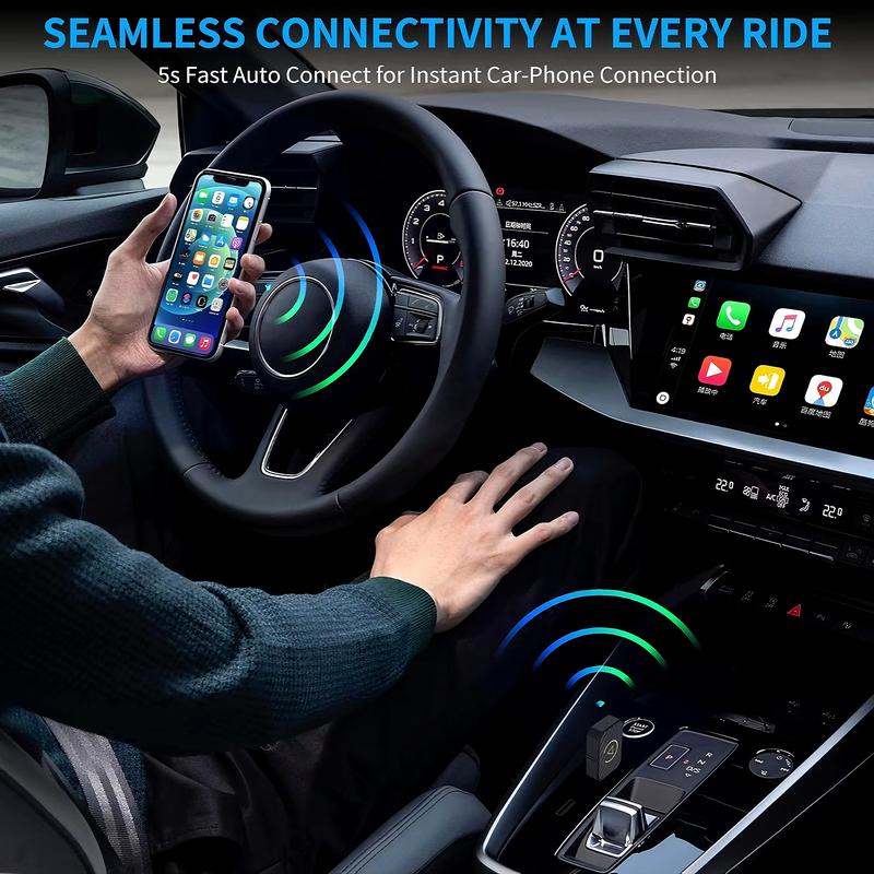 Wireless Carplay Adapter，Plug & Play Carplay Wireless Adapter for iOS 10+, Stable Fast Connection Low Latency