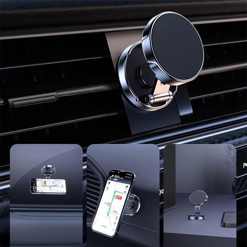 Magnetic Car Phone Holder, 360° Rotatable Foldable Car Phone Holder, Multifunctional Car Interior Accessories for iPhone & All Smartphone