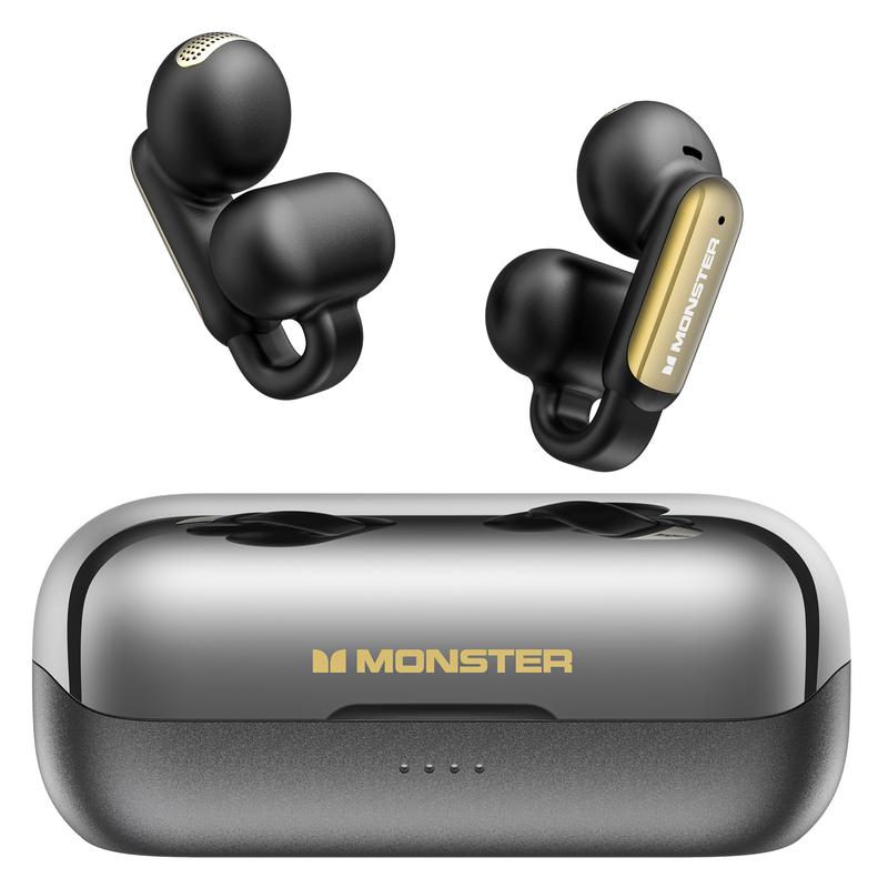 Monster Wireless Earbuds, Comfort Clip-On Bluetooth Earbuds, Bluetooth 5.4 Open Earbuds with Environmental Noise Cancellation, IPX5 Waterproof & Touch Control Wireless Headphones for Indoor or Outdoor