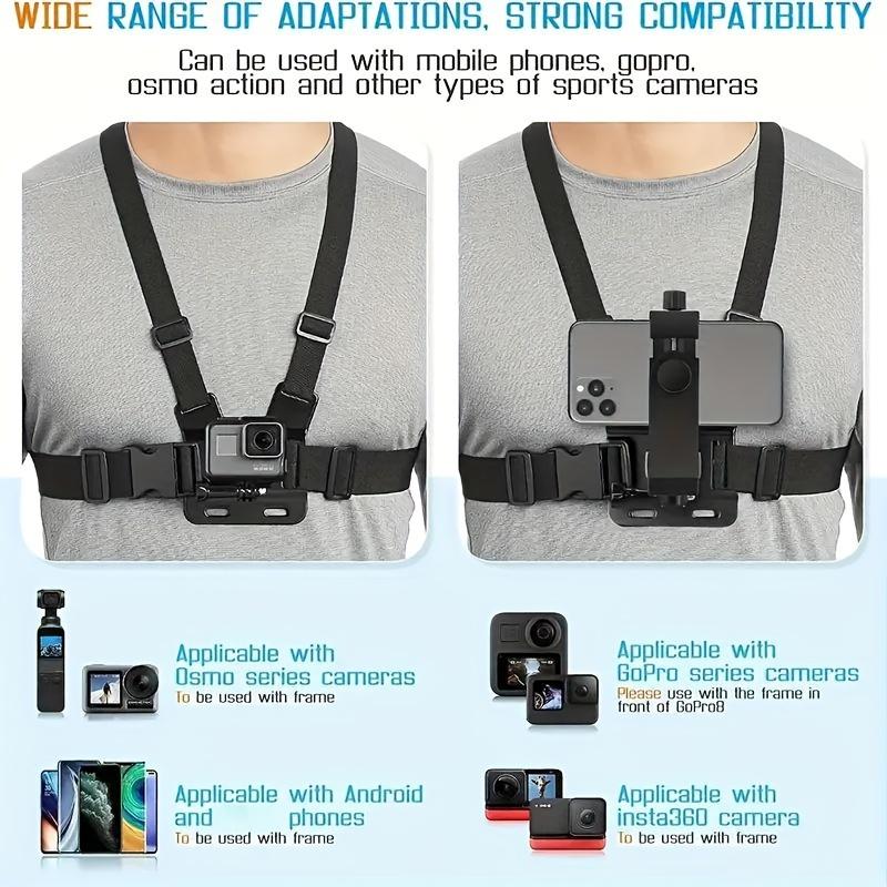 Chest Strap Cell Phone Holder, 1pc Adjustable Cell Phone Chest Strap Holder, Outdoor Riding Chest Strap Holder, First View Shooting Accessory For Skiing, Riding, Boating, Hunting, Sports