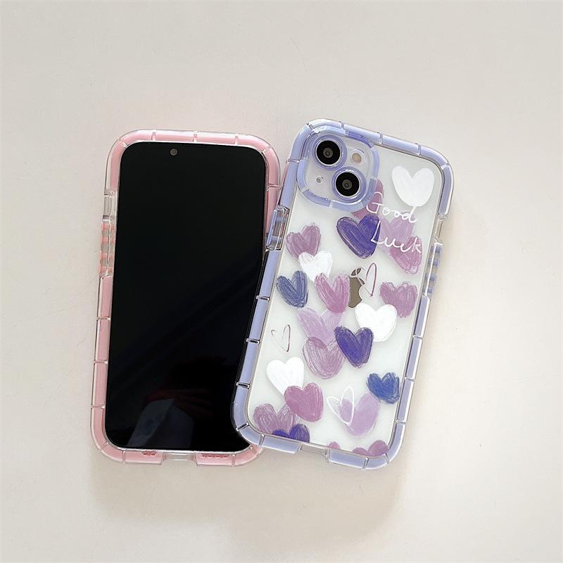 Spring Clear Heart Pattern Phone Case for Summer Gift, TPU Anti-fall Phone Cases, Phone Accessories for iPhone X 11 12 13 14 15 Pro Max, Ideal Gift for Birthday Girlfriend, Smartphone Accessories