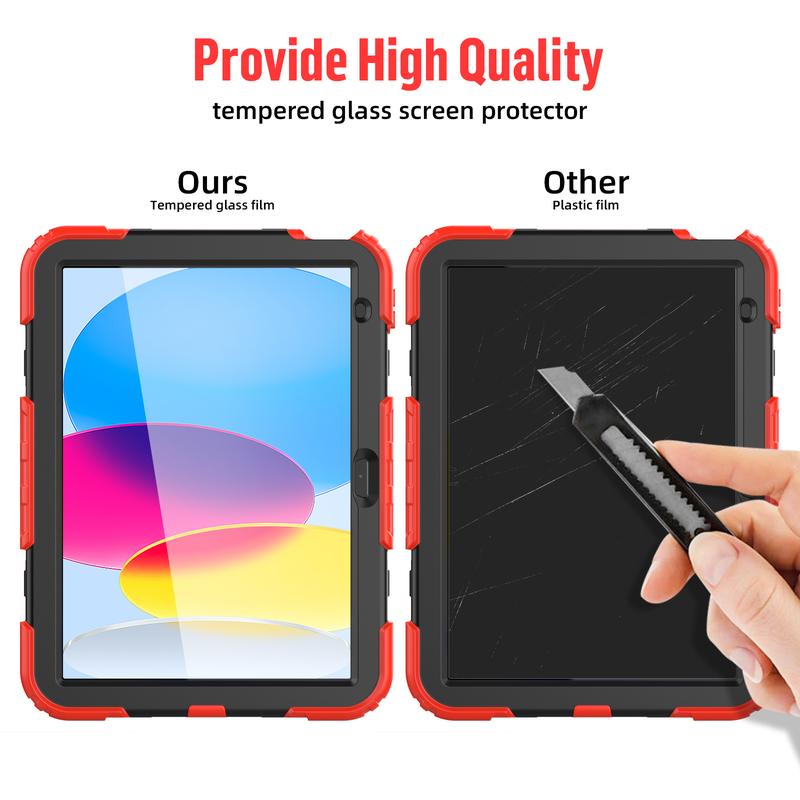 iPad 10th Generation Case 2022 10.9 Inch with Tempered Glass Screen Protector & Shoulder Strap Accessories Computer