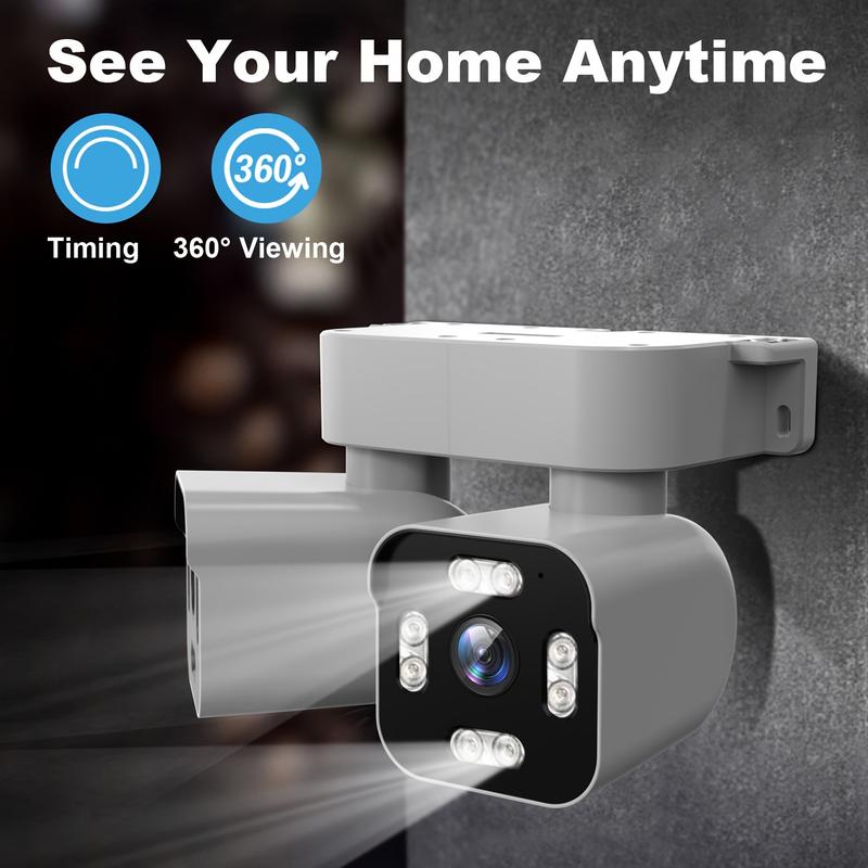 Dual lens Ptz security camera wireless outdoor, 2k high-definition motion sensor camera 2.4G WiFi home security, 360 degree Camaras De Segmentdad Para Casa outdoor, two-way audio call, night vision, alarm alarm