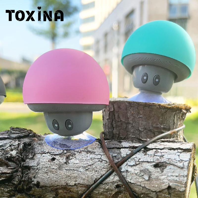 Charging Mushroom Head Portable Bluetooth Speakers , Loud Sound, Mobile Phone Stand, Suction Cup, Small Bluetooth Speaker with Wireless Stereo Pairing, Mini Gifts for Kids, Teen, Girls, Boys, Women，Mobile phone holder,smartphone speaker. Audio Button