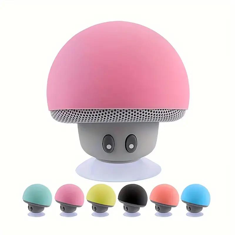 Charging Mushroom Head Portable Bluetooth Speakers , Loud Sound, Mobile Phone Stand, Suction Cup, Small Bluetooth Speaker with Wireless Stereo Pairing, Mini Gifts for Kids, Teen, Girls, Boys, Women，Mobile phone holder,smartphone speaker. Audio Button