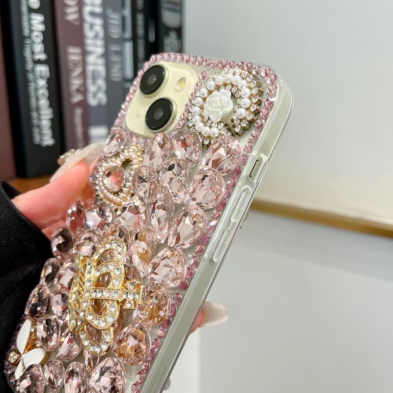 Rhinestone Decor ​​​Phone Case, Decorative Phone Protective Cover, Shockproof Phone Cases Compatible with iPhone 11 12 13 14 15 Pro Max