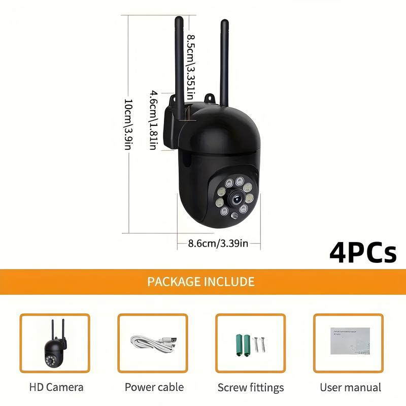 [With 64G Card]4Pcs-HD 1080P WIFI Surveillance Camera, Indoor And Outdoor Long Range HD Night Vision Camera, 355 Degree Intercom Home Security Camera, 2.4G Home Security System, AI Mobile Detection, Two-Way Audio, Color Night Vision, Home Surveillance Sec