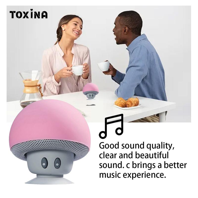 Charging Mushroom Head Portable Bluetooth Speakers , Loud Sound, Mobile Phone Stand, Suction Cup, Small Bluetooth Speaker with Wireless Stereo Pairing, Mini Gifts for Kids, Teen, Girls, Boys, Women，Mobile phone holder,smartphone speaker. Audio Button