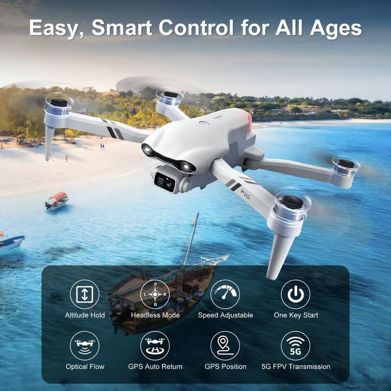 （Black Friday）F10 drone with UHD camera, 2 batteries and easy-to-operate push-button controls is ideal for aerial photography and videography, kids kids Christmas gifts!