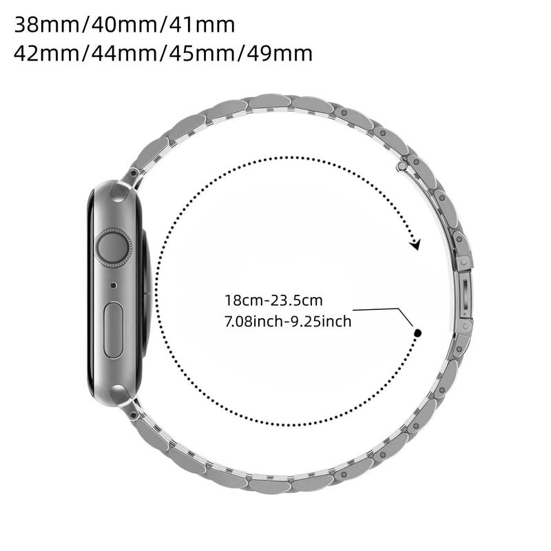 Curved 5 Beads Solid Stainless Steel Watch Band, Smartwatch Accessories, Smart Watch Band for Apple Watch Series 9 8 7 6 5 4 3 2 SE, Fashion Wearable Accessories Compatible with Apple Watch 49mm 45mm 44mm 42mm 41mm 40mm 38mm, Summer Gift