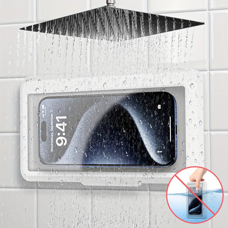 360° Rotating Touch Sensitive Shower Phone Holder for 6.8-inch Smartphones, Wall Mounted Bathroom Phone Stand for Bathtub, Kitchen