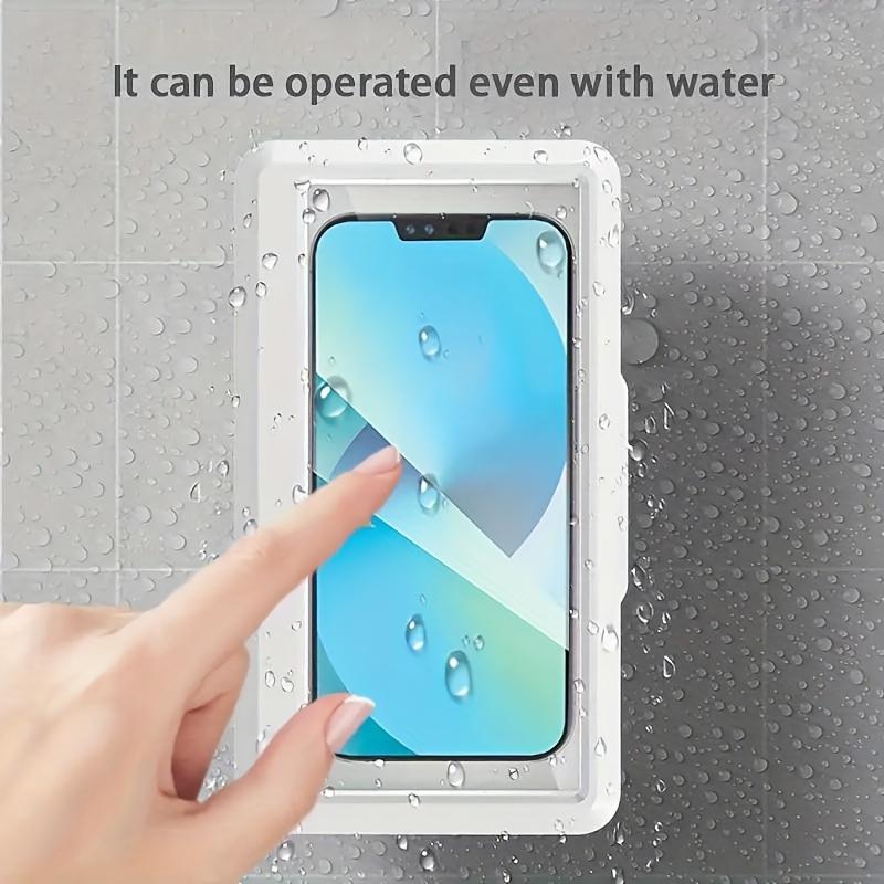 360° Rotating Touch Sensitive Shower Phone Holder for 6.8-inch Smartphones, Wall Mounted Bathroom Phone Stand for Bathtub, Kitchen