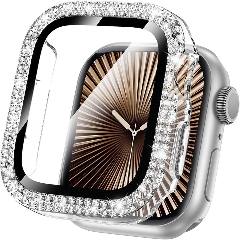 Goton Bling Screen Protector Compatible for Apple Watch Series 10 9 8 7 6 5 4 SE 2 41mm 44mm 40mm 45mm 46mm 42mm Case for Women, Glitter Diamond Rhinestone Face Cover for iWatch Accessories