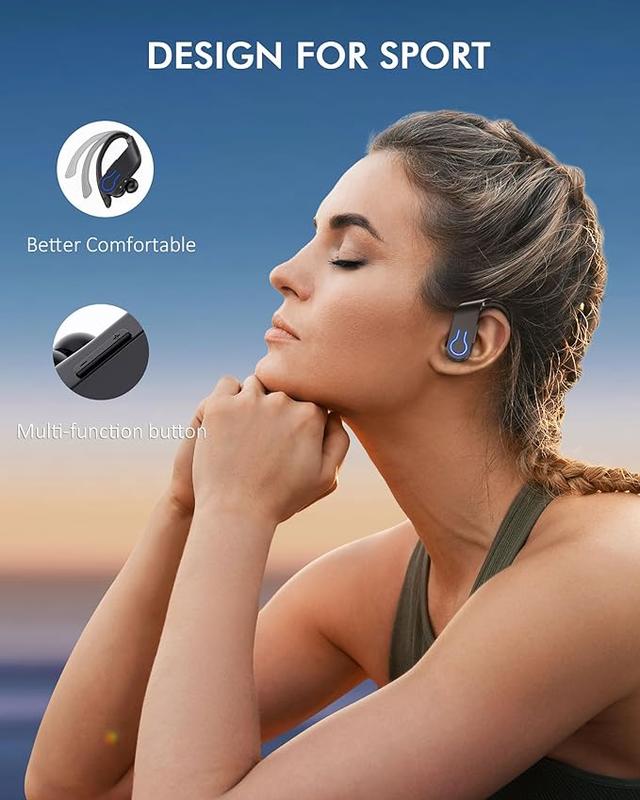 Wireless Bluetooth Earbuds 120H Playtime Bluetooth 5.3 Ear Buds for Sports, Hi-fi Stereo Earphones with LED Display Charging Case, Headphones for Running Workout Audifonos Bluetooth inalambricos wite less