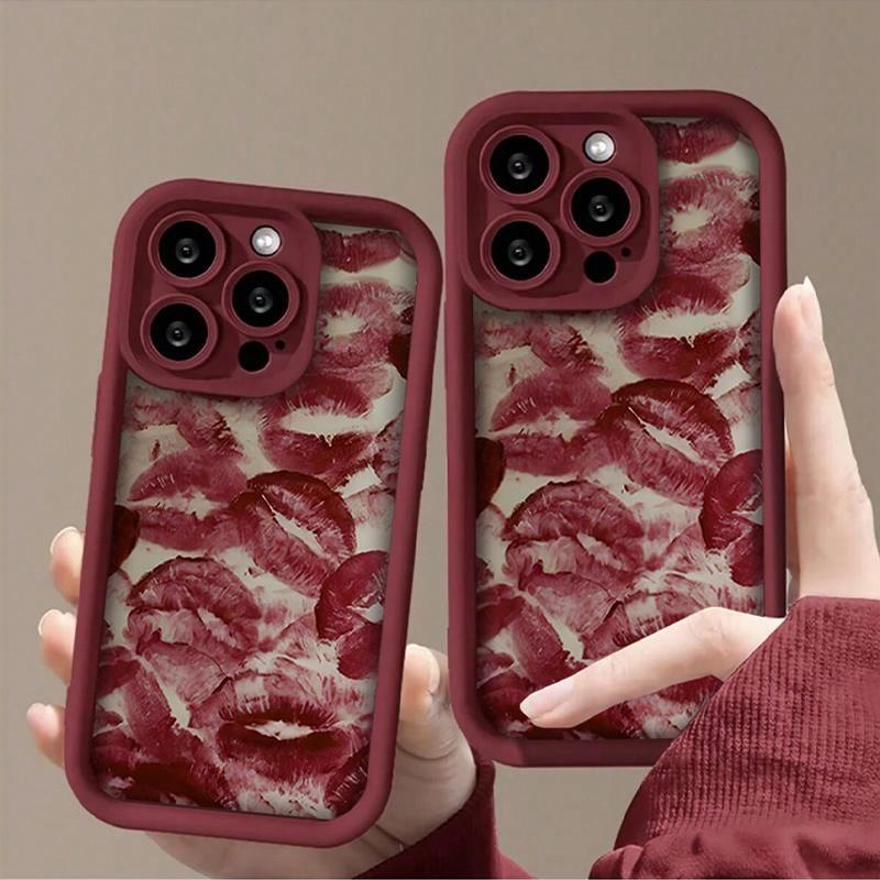 Fashion Lip Printed Pattern Phone Case, 1 Count 3D Embossed Anti-drop Phone Case, Decorative Phone Protector Cover Compatible with iPhone Series